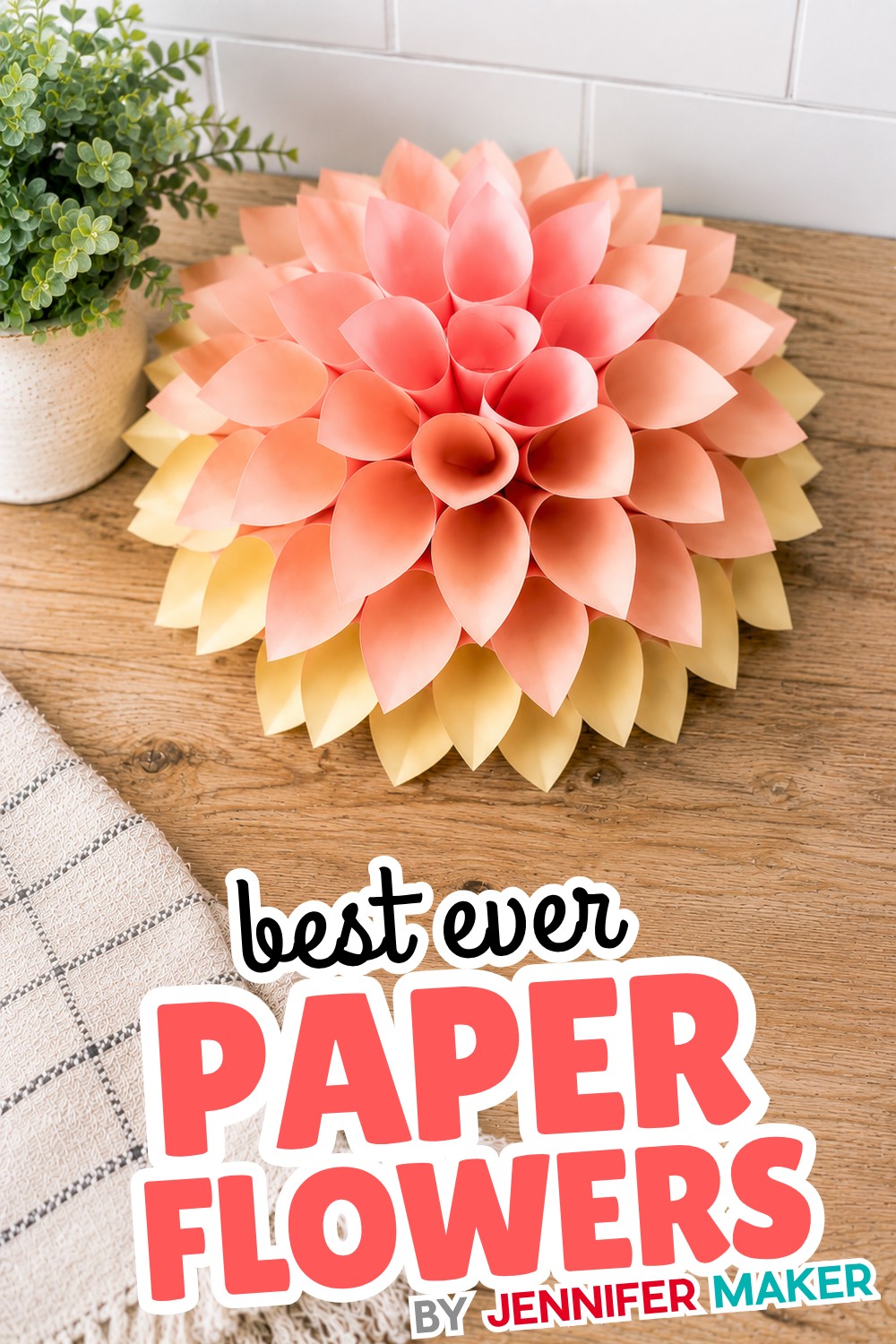 Colorful layered paper dahlia flowers