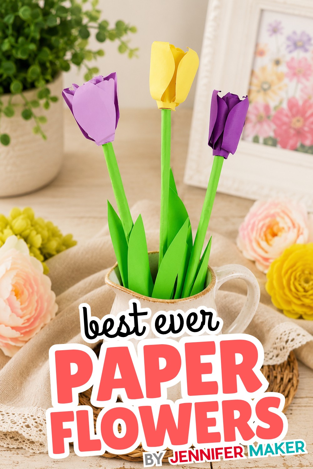 Paper tulips in spring colors