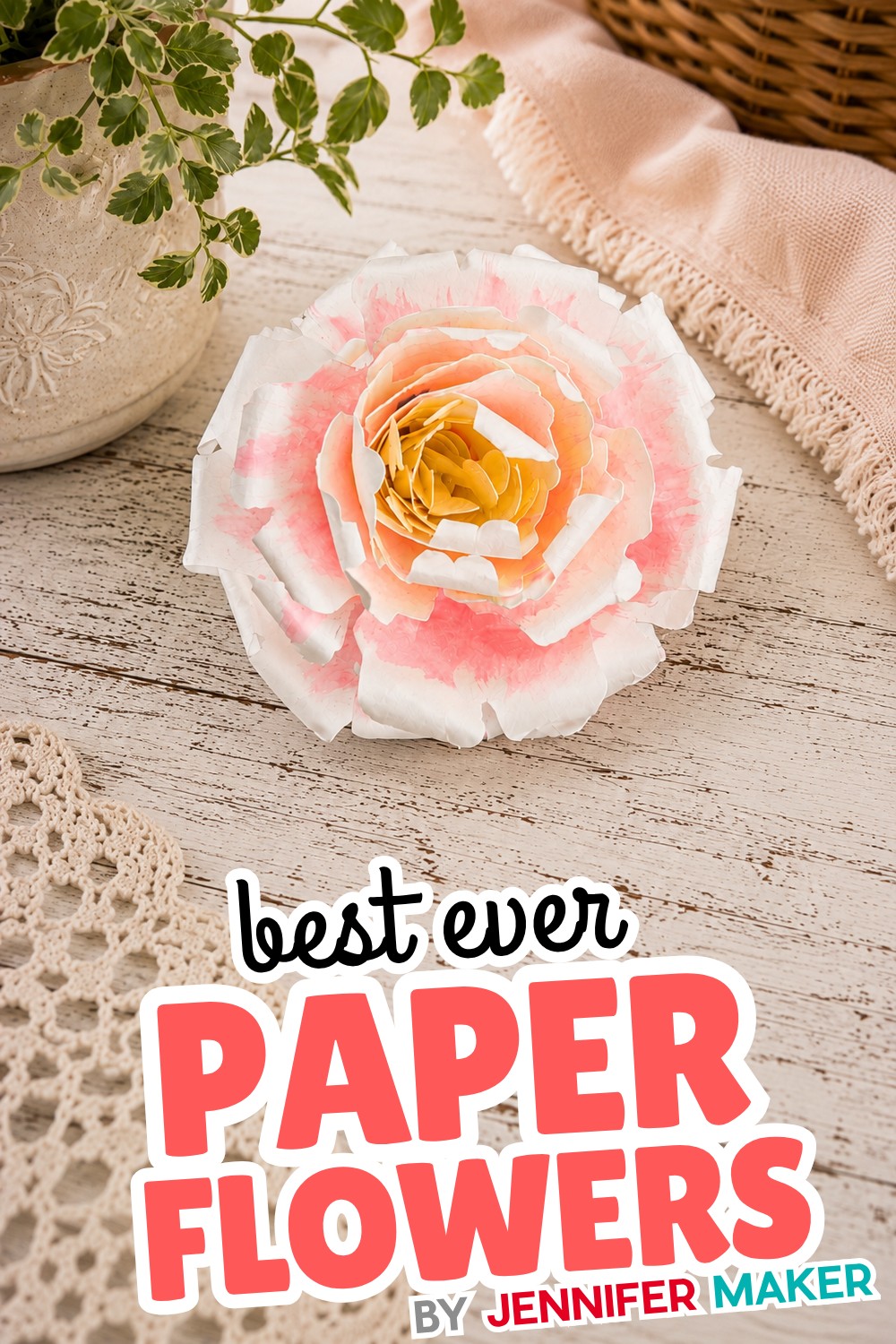 A lush rolled paper peony