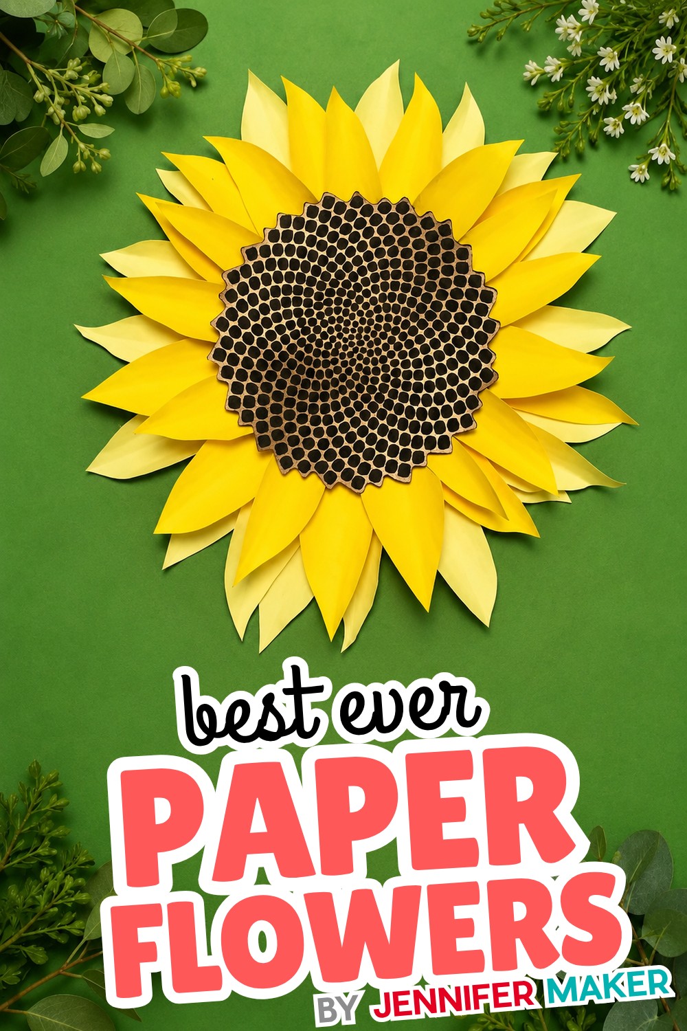 A giant paper sunflower with a spiral center