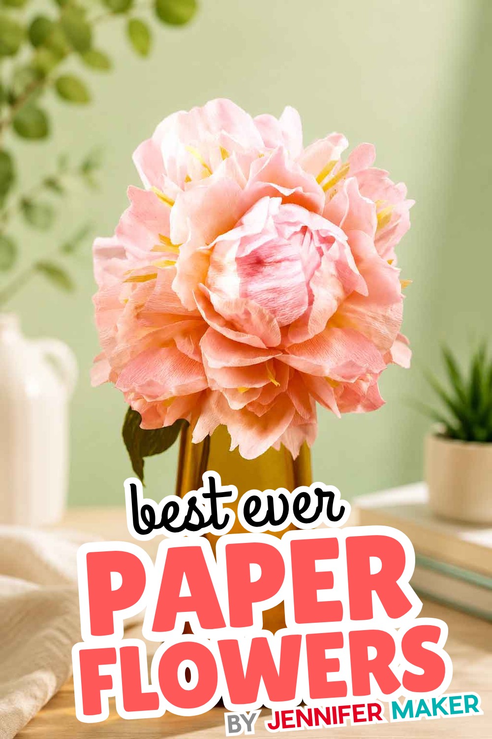 A realistic crepe paper peony
