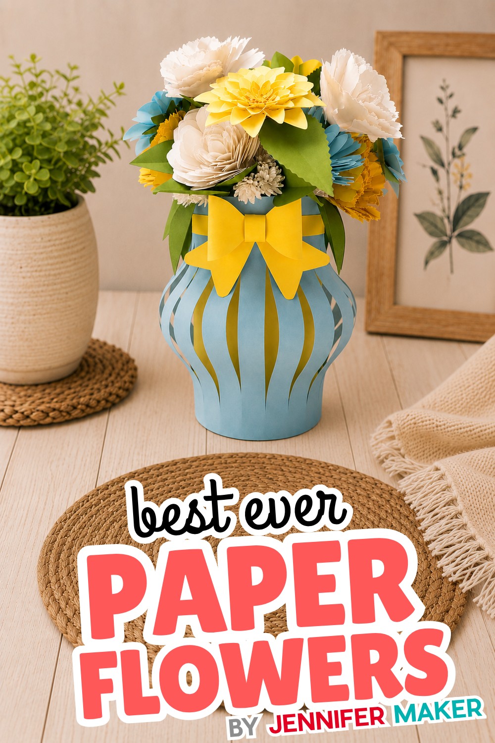 A finished 3D paper flower bouquet